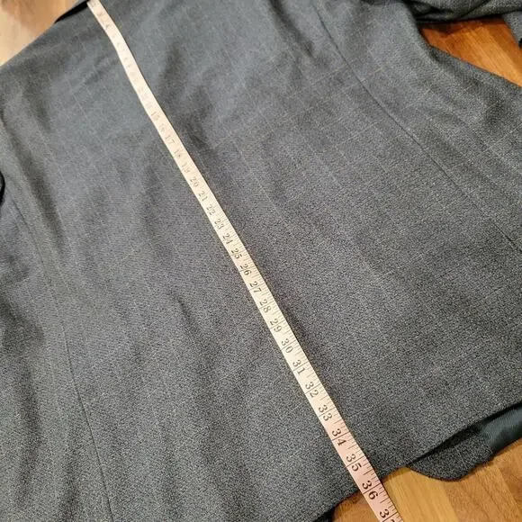 Pronto-Uomo Suit Jacket Blazer Silk Wool Gray Plaid Italy Lined Size 54 Long